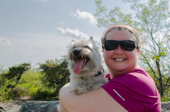 Things that make me happy?  Hiking, dog smiles, and dog hugs!